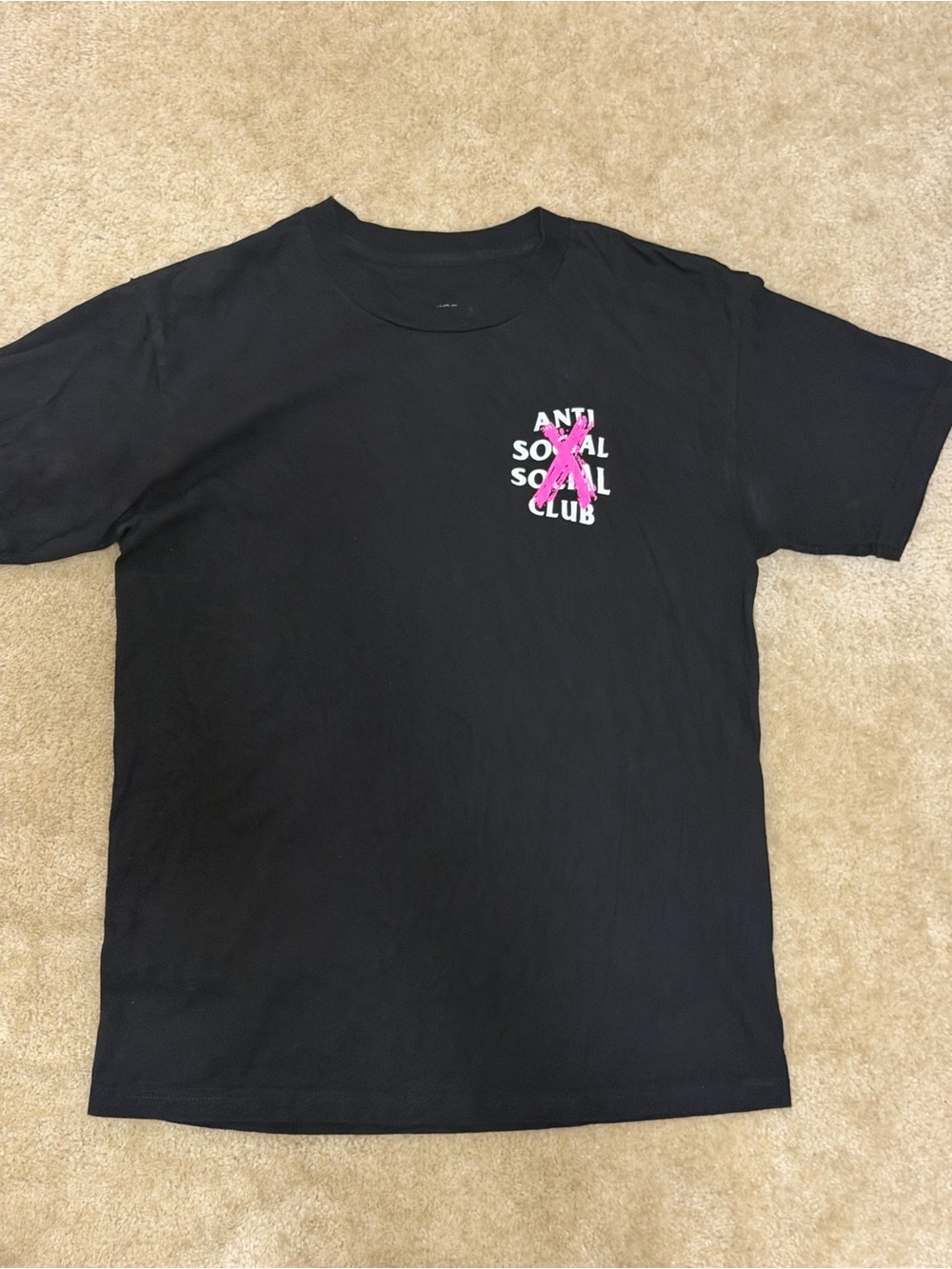 Anti Social Social Club' Black Tee with Pink Logo